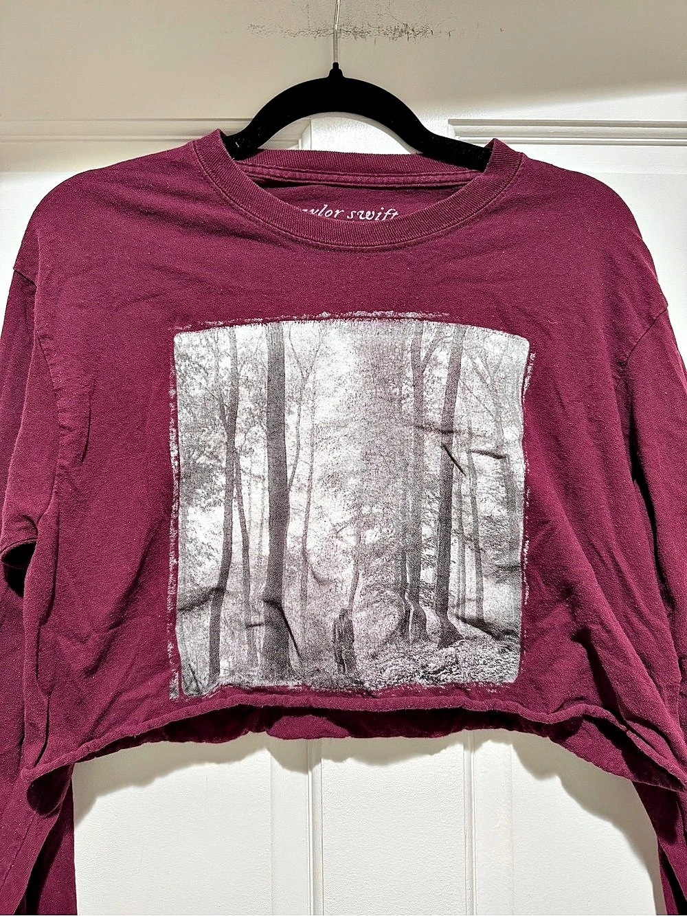 Taylor Swift Folklore Album In The Trees Cropped Long Sleeve T-Shirt Folklore In